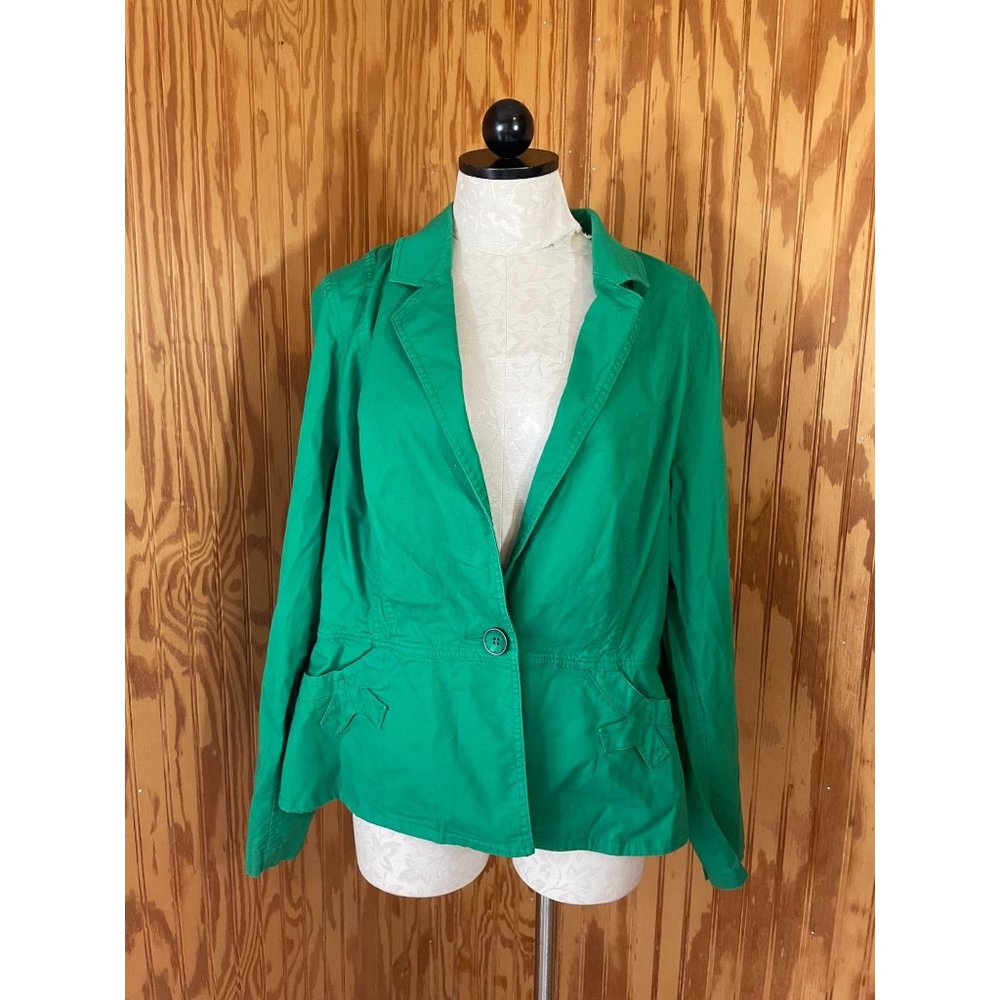Cabi Verde Blazer Jacket Single Button Front Stretch Long Sleeve Green Sz XL